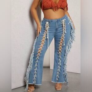 🎉Most Attractive People stylish lace up jeans! Sz 1X